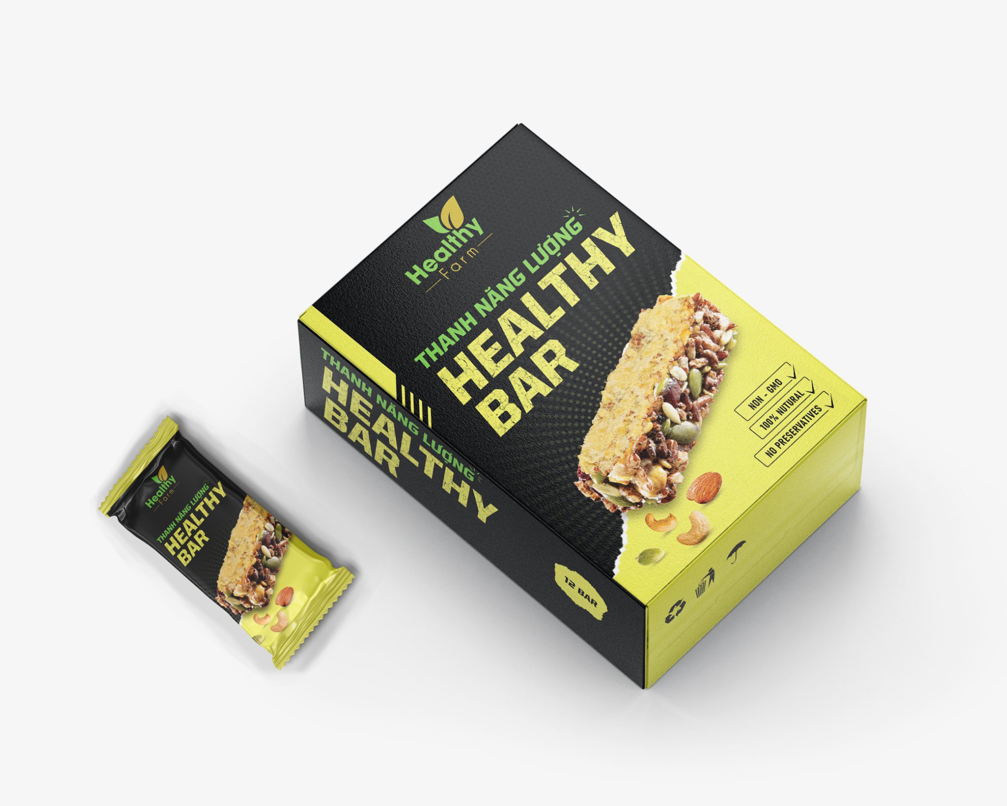 Thanh Năng Lượng Healthy Bar - Vị Chà Bông - 12bar