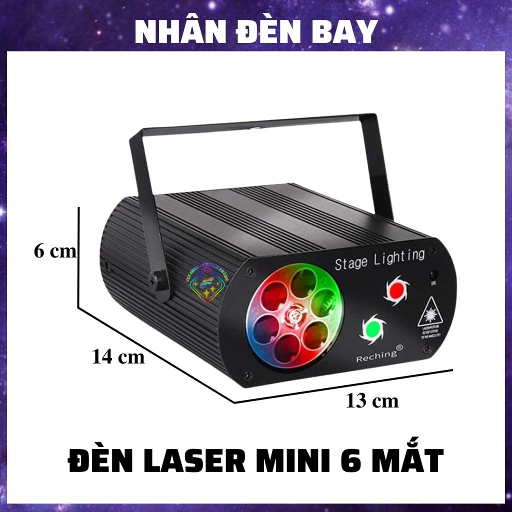 Đèn Laser MINI 6 Mắt Hiệu Ứng Băng Tuyết, Hoa Lá Cảm Biến Nhạc Dùng Cho Phòng Bay, Phòng Ngủ