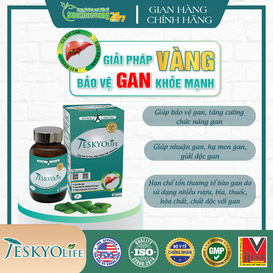 Viên uống tăng cường chức năng gan JESKYO Life giúp nhuận gan, hạ men gan, giải độc gan, hạn chế tổn thương tế bào gan - Hộp 30 viên