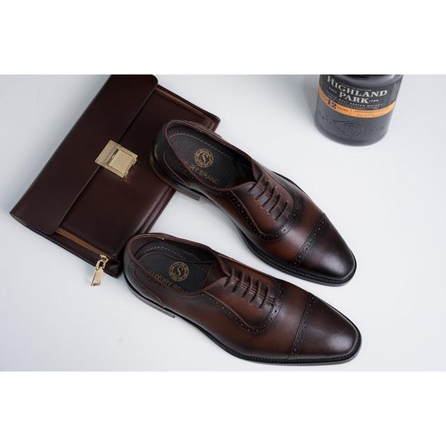 Giày công sở brown đen + da bò