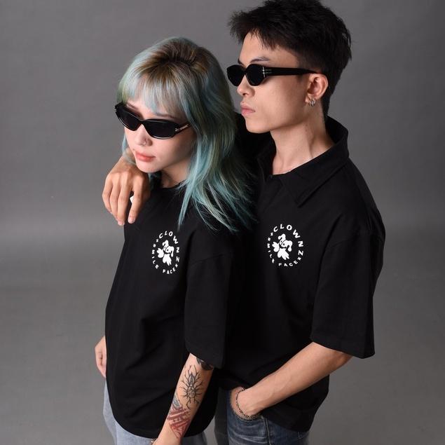Áo thun polo tay lỡBasic, áo phông cổ bẻ unisex, vải cotton nam nữ form rộng