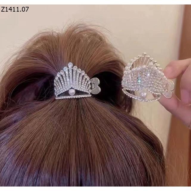 Kẹp tóc vương miện đính đá zircon sang trọng, kẹp càng cua đính đá