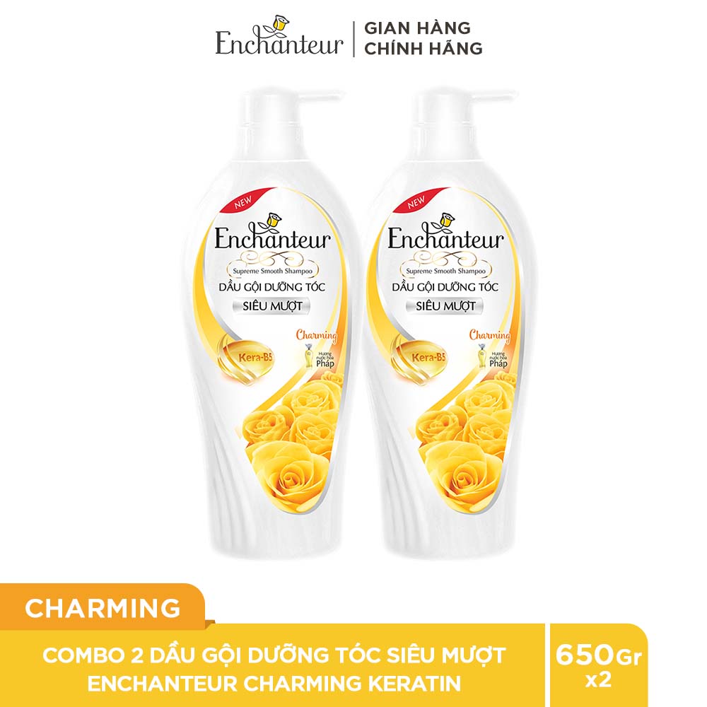 Combo 2 Dầu gội dưỡng tóc siêu mượt Enchanteur Charming Keratin 650gr/Chai