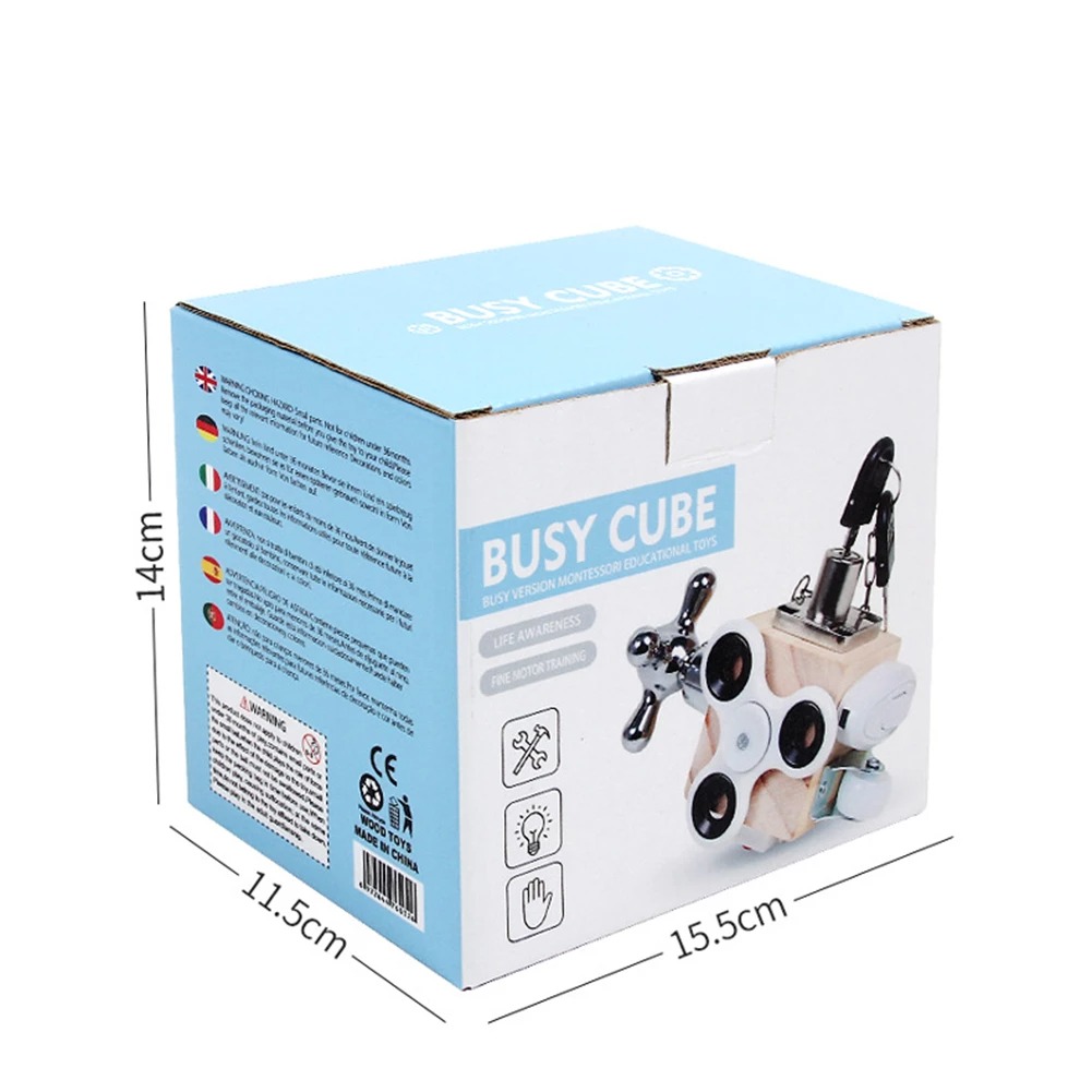 Đồ chơi Khối Lập Phương Bận Rộn Busy cube Montessori Tập Luyện Khả Năng Tay Cho Trẻ Em Đồ Chơi Học Tập Sớm