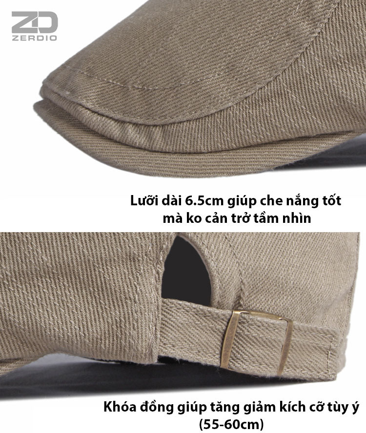 Mũ Beret Nam MN054, Mũ Nồi Phong Cách Cổ Điển Vải Cotton Thoáng Mát
