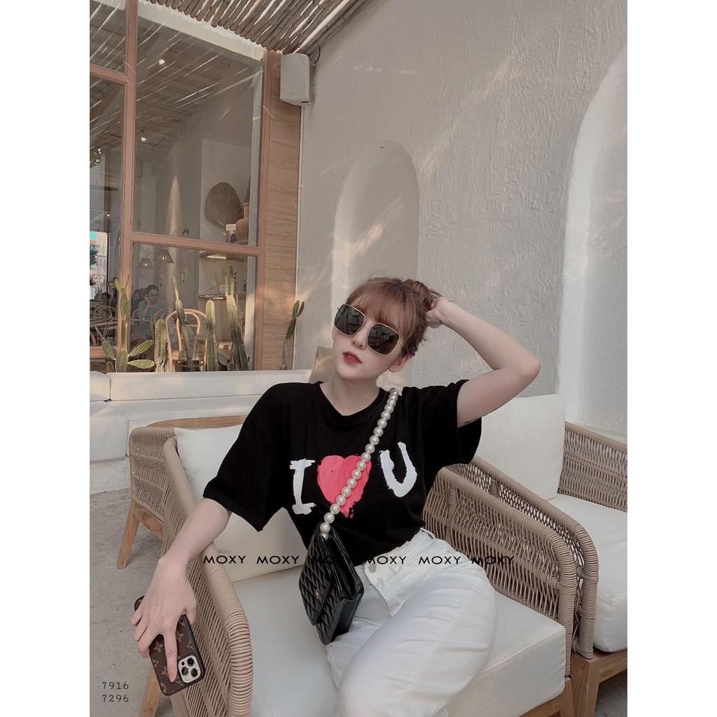 Áo Phông Nữ Tay Lỡ Tim Đỏ Đơn Giản