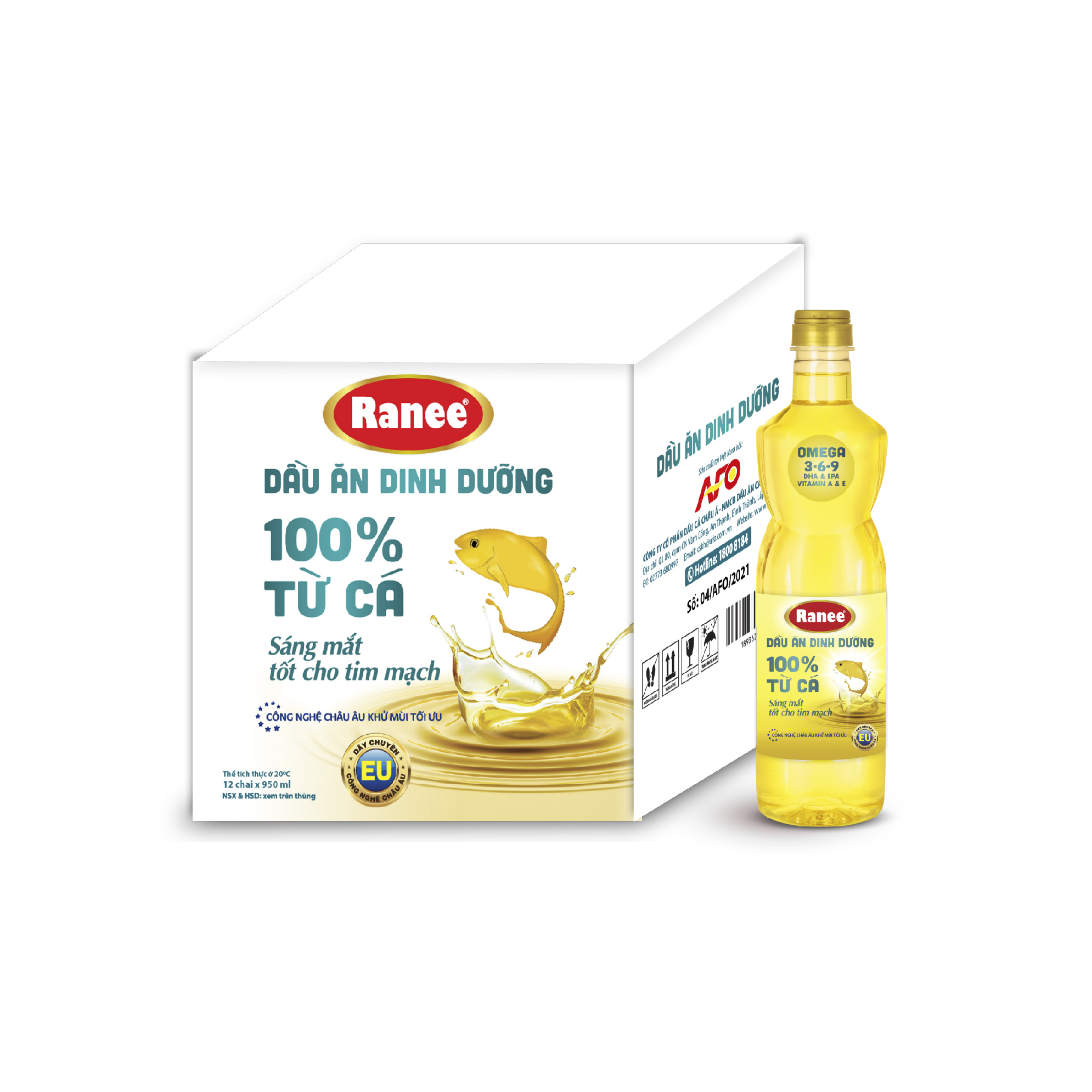 Thùng dầu ăn dinh dưỡng Ranee 950ml