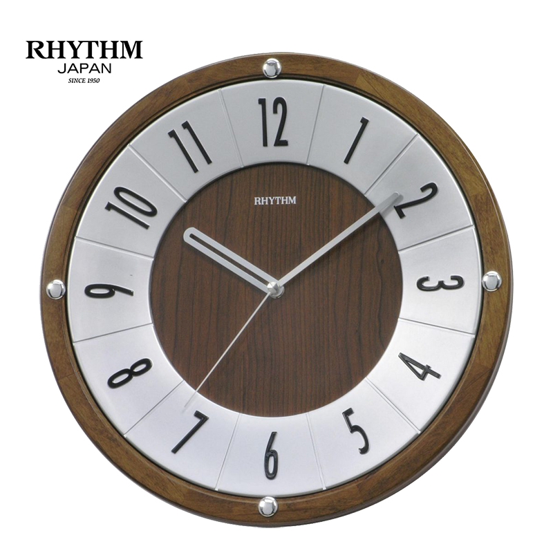 Đồng hồ treo tường Nhật Bản Rhythm CMG991NR06, dùng pin (AA x 1), KT 32.5 x 4.5cm, trọng lượng 980g, vỏ gỗ, màu nâu
