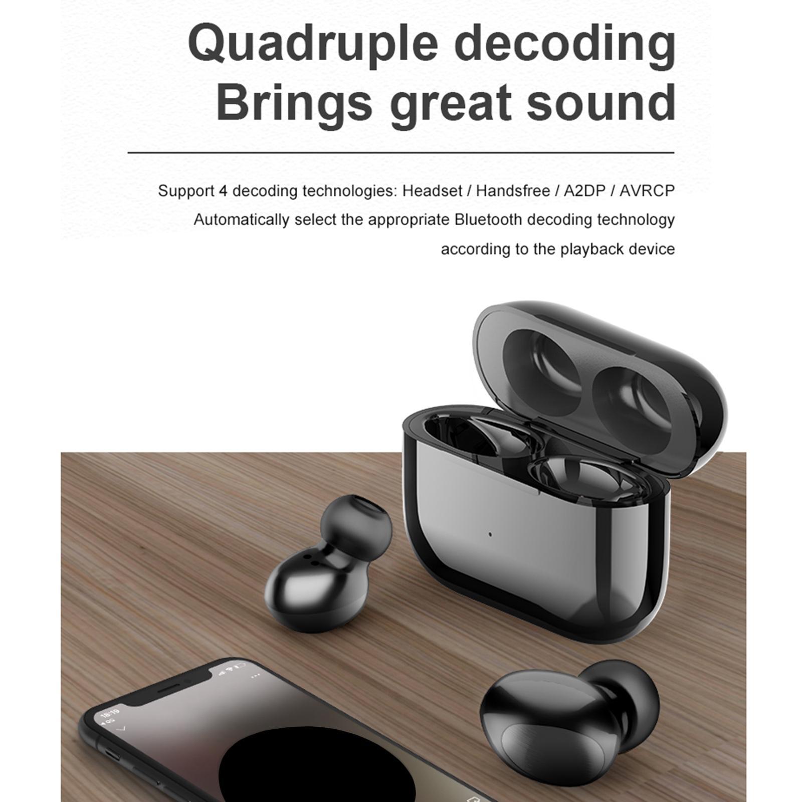 Bluetooth Headset Stereo Headphone Touch Earpiece Universal Earbuds Black