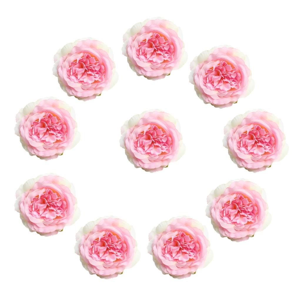 10 Pieces Artificial Silk Rose Flower Head Home Wedding Decor Champagne