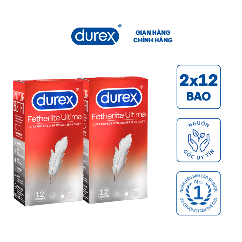 Combo 2 hộp Bao cao su Durex Fetherlite Ultima 12 Bao