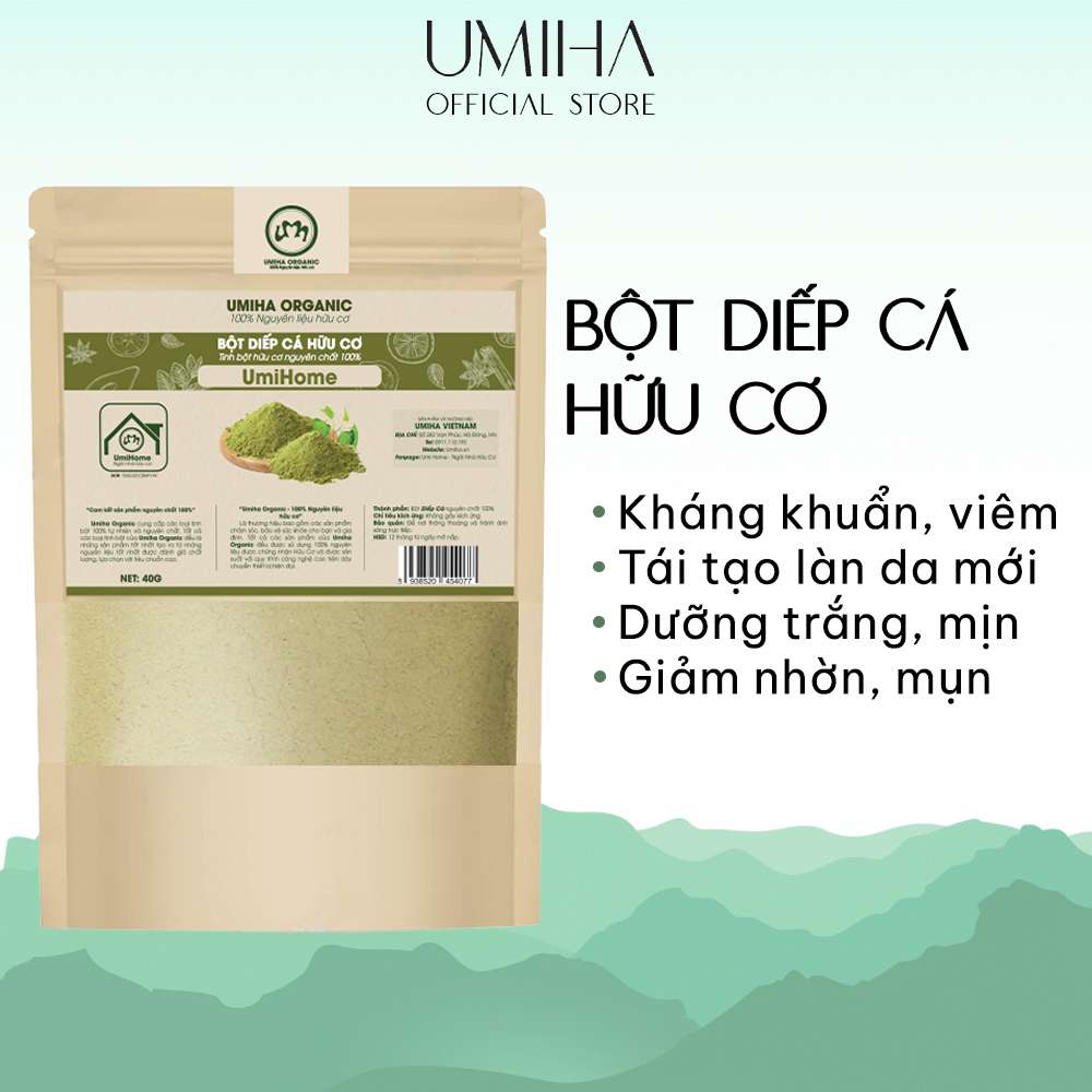 Bột Diếp Cá nguyên chất UMIHOME 40G bột uống giúp thanh nhiệt giải đọc và đắp mặt nạ ngừa mụn dưỡng da hiệu quả tại nhà