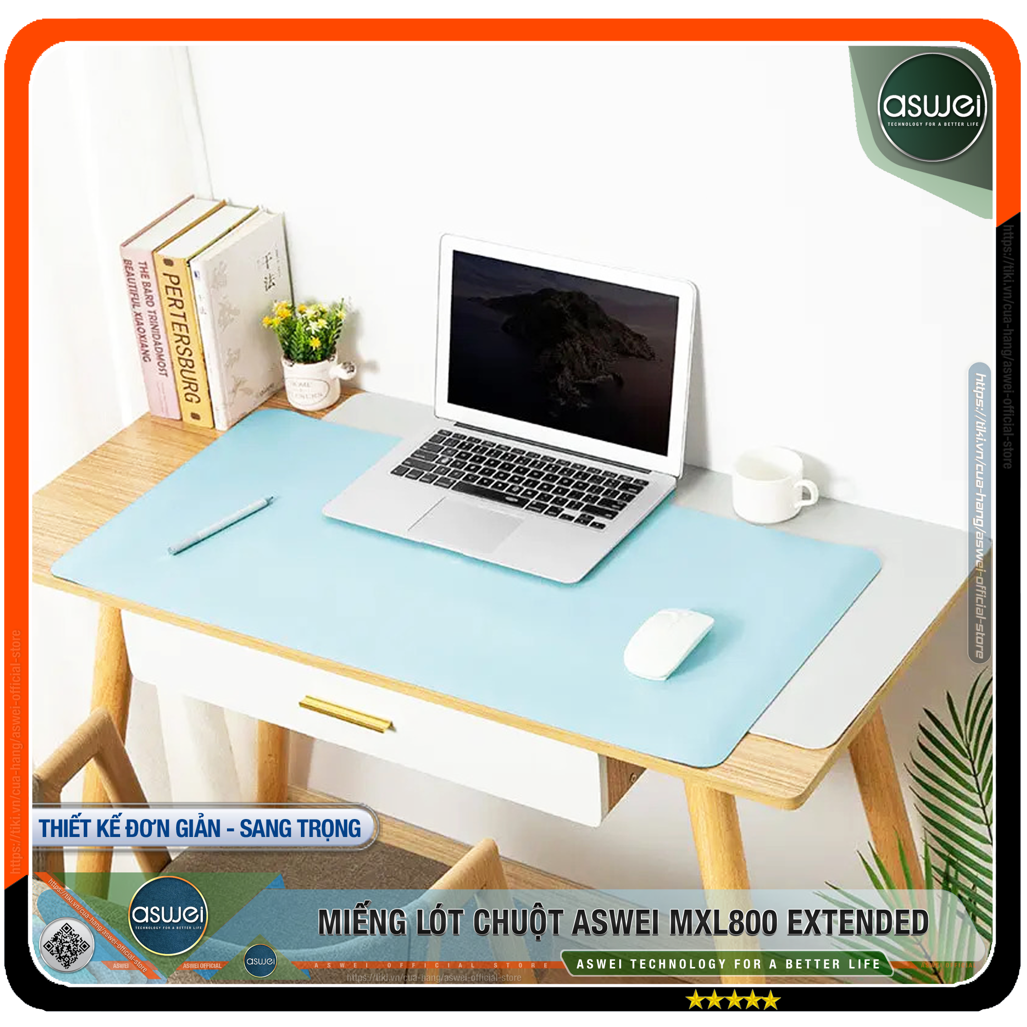 Lót Chuột ASWEI MXL800 EXTENDED 80x40 - Pad Chuột ASWEI Chất Liệu Da PU Cao Cấp  - Miếng Lót Chuột ASWEI Sử Dụng 2 Mặt Tiện Lợi - Lót Chuột Cỡ Lớn Mềm Mại - Tấm Lót Chuột Chống Nhăn, Không Thấm Nước - Hàng Chính Hãng