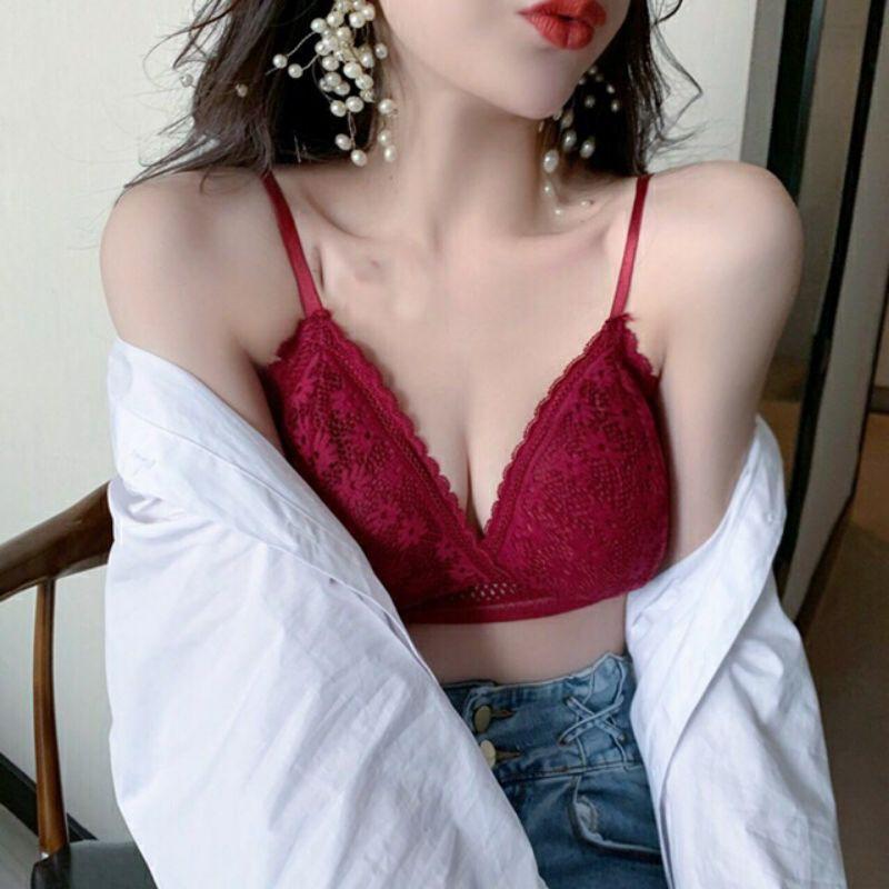 Áo Bra Ren Hoa Nhí Không Gọng Có Đệm Mút
