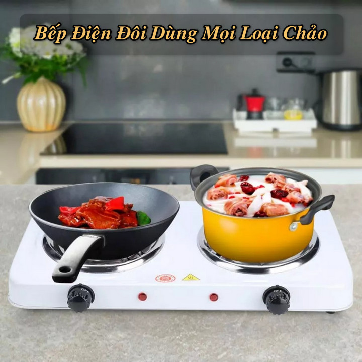 Bếp Điện Đôi JX-6245B 2000W Dùng Cho Mọi Chảo