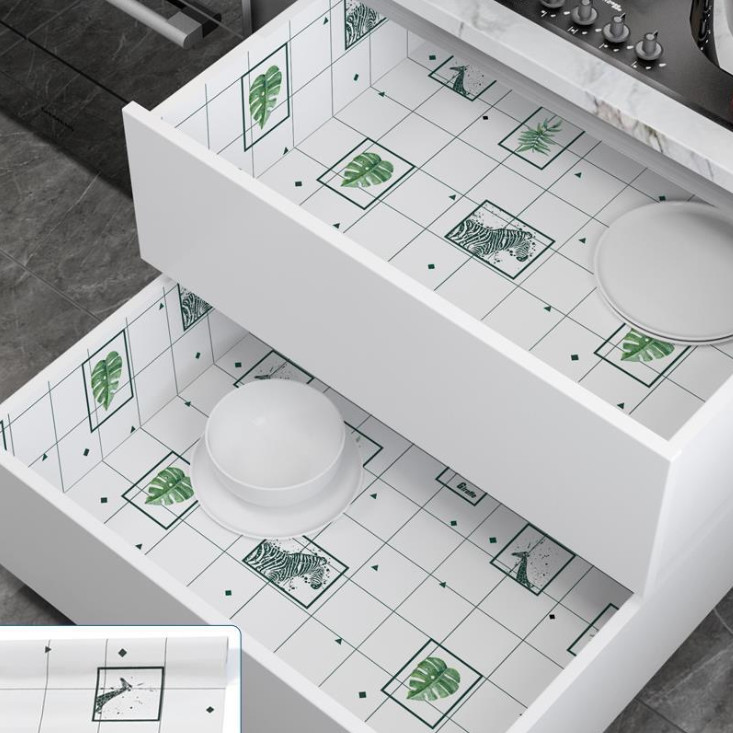 CUỘN 3 mét decal dán bếp tráng nhôm cách nhiệt, khung hình động vật và lá xanh khổ 60cm, có keo sẵn