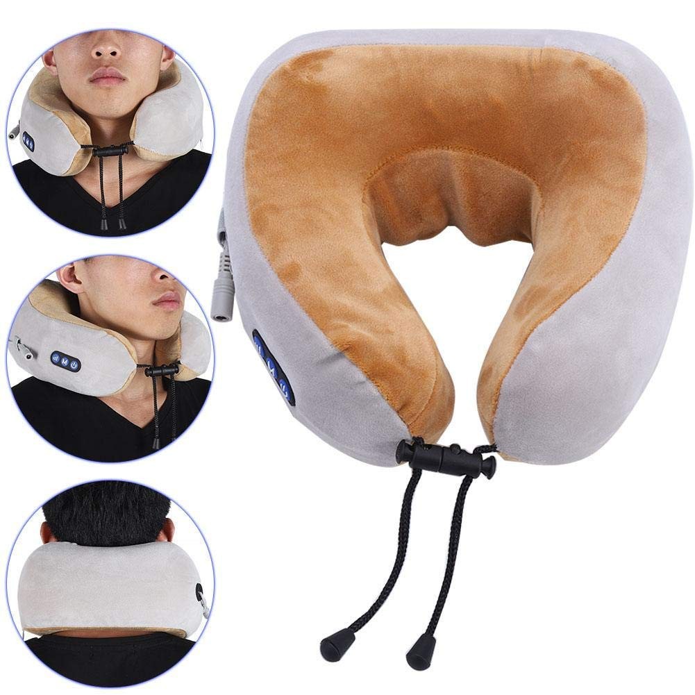 Gối Massage Cổ Vai Gáy Chữ U Đa Năng Mẫu Mới - Tặng 1 khăn mặt 30x40cm