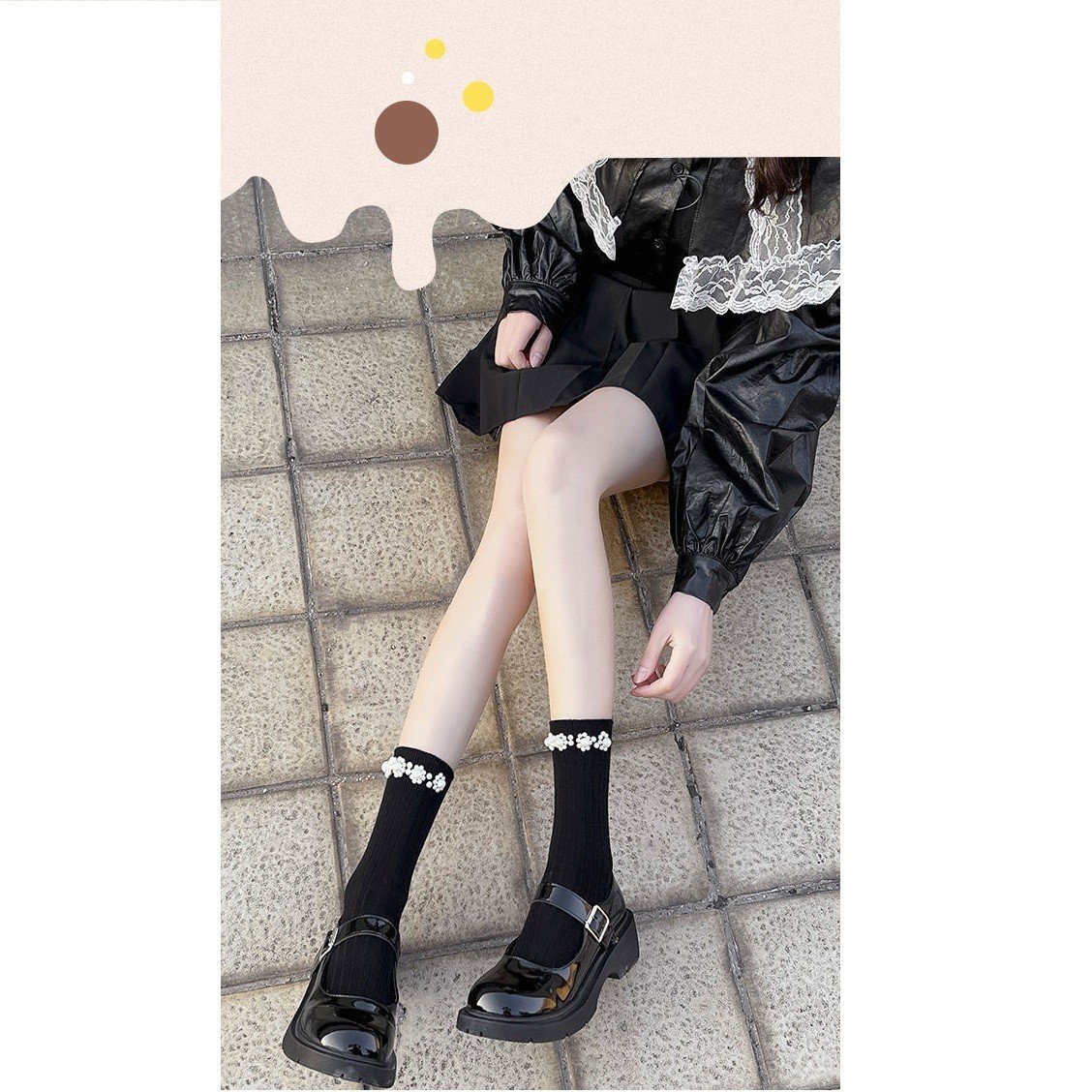 Tất giả boot, tất bắp chân phong cách Lolita Cá Tính, Sang Trọng chất liệu sợi dệt kim cao cấp, dày dặn