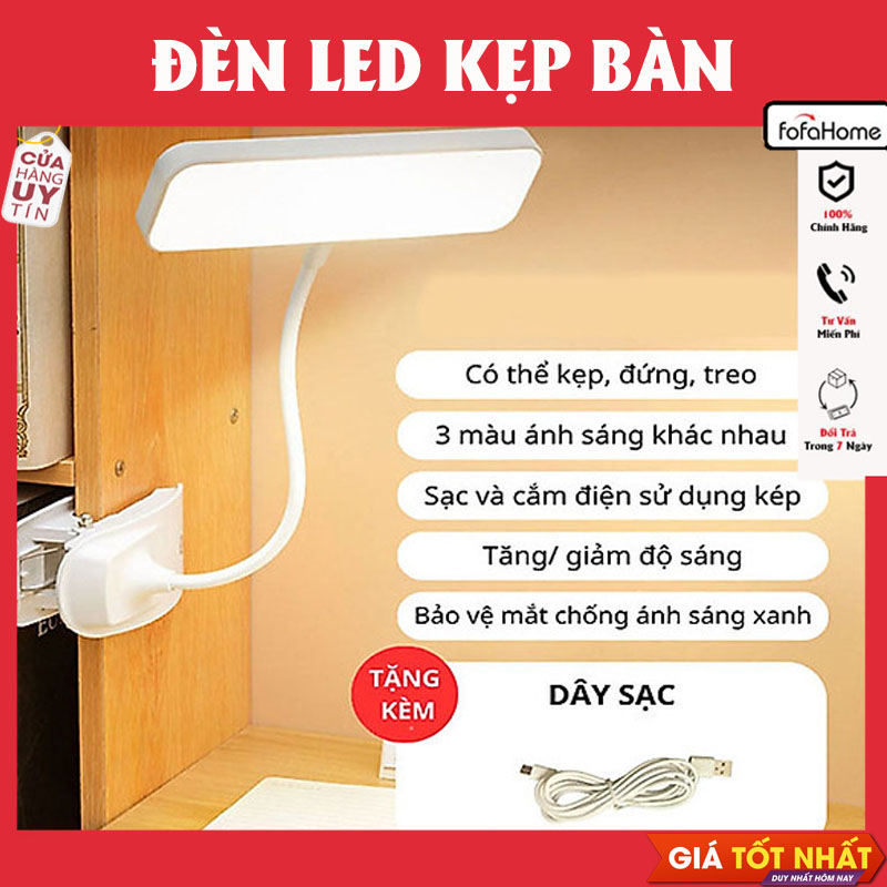 Đèn Bàn LED Có Thể Kẹp Và Có Thể Đứng Bảo Vệ Mắt Đèn Ngủ Sạc 3 Chế Độ Sáng