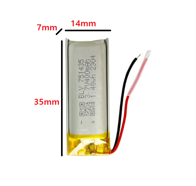 Pin sạc Lithium LiPo 1s 3.7V 400mah 751435 Cho tai nghe,loa Mp3 MP4 MP5 GPS PSP Bluetooth