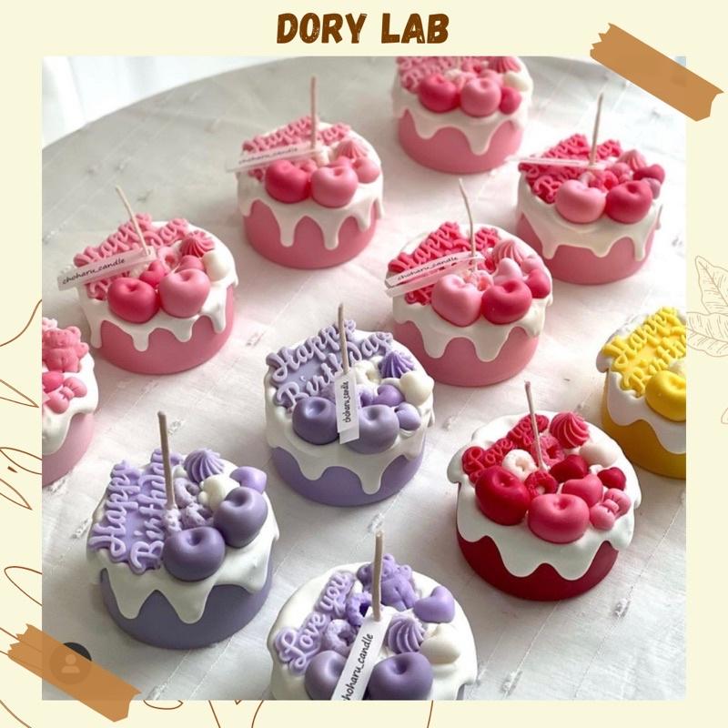 Nến Thơm Bánh Kem Trái Cây Kèm Chữ Happy Birthday - Dory Lab