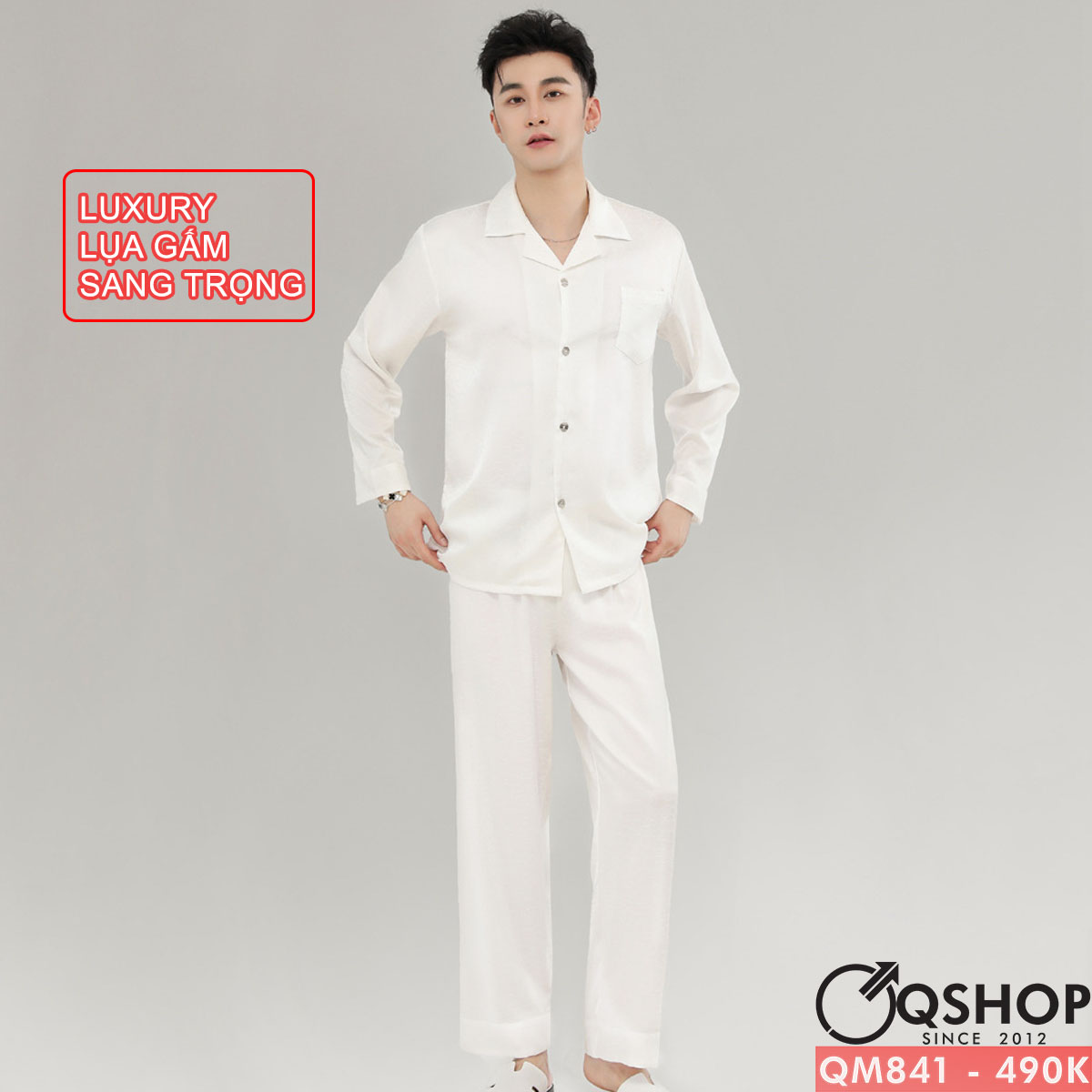 Bộ đồ pijama nam Luxury tay dài mềm mịn trơn láng QSHOP QM841