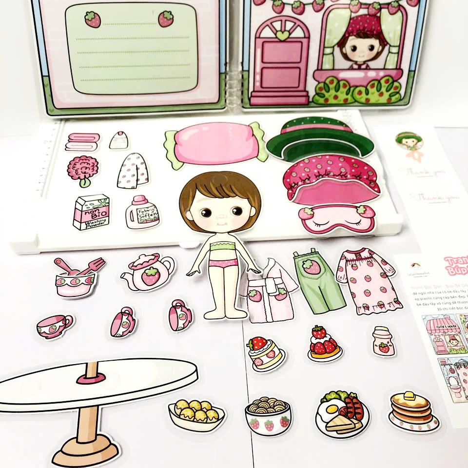 Bộ Tranh Tương Tác - Cô Bé Dâu Tây - LuLuHappyArt