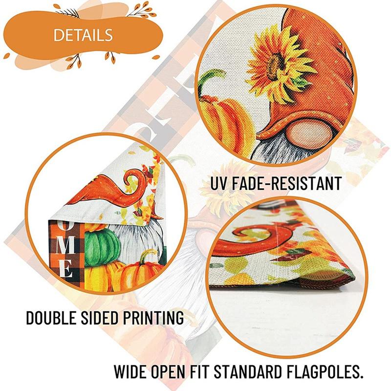 2 Pcs Welcome Harvest Autumn Garden Flag,Double-Sided Pumpkin Truck and Dwarf Garden Flag,Outdoor Patio Decoration