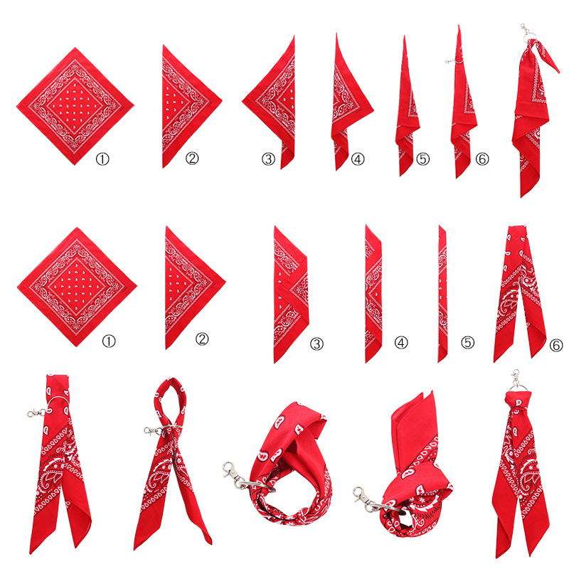 Khăn cotton bandana turban XO cá tính tặng khuyên tròn và móc treo 54x54cm