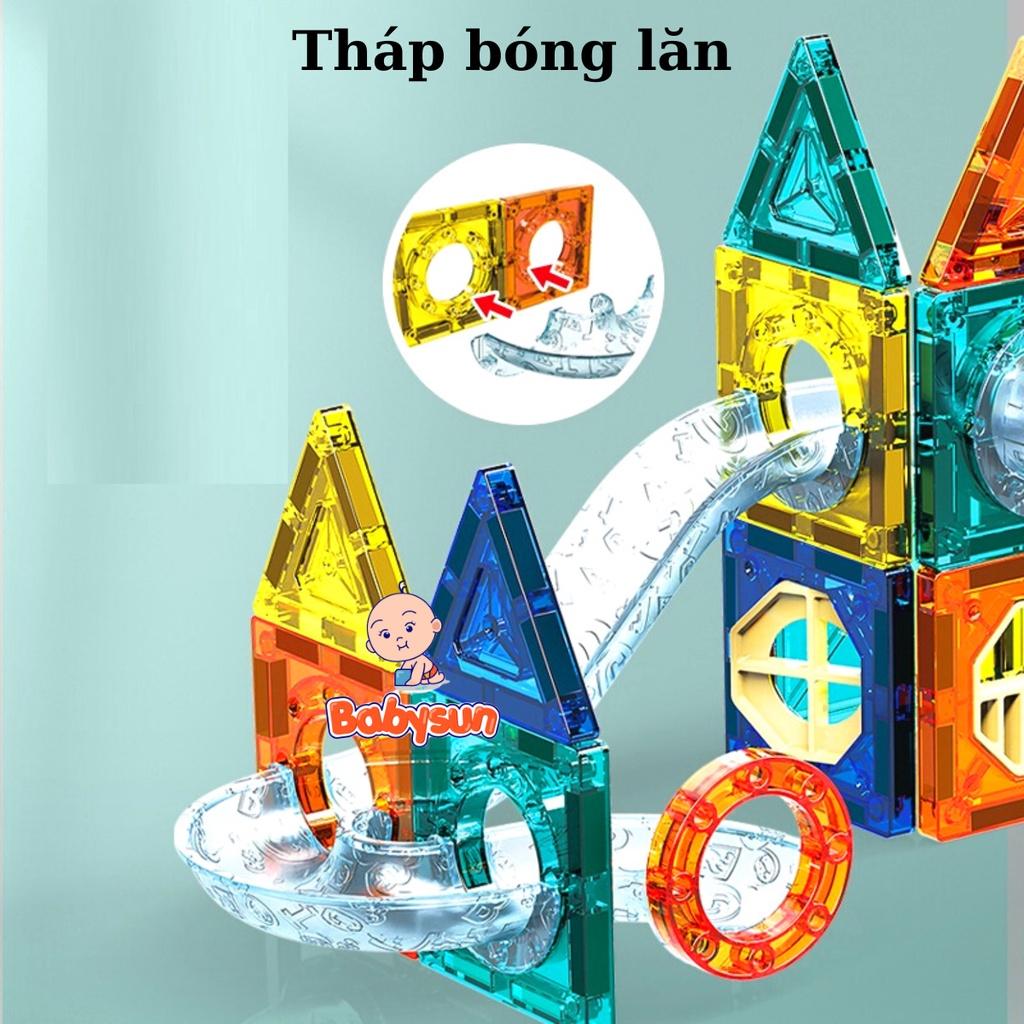 Đồ chơi ghép hình nam châm thả bóng- Magnetic building tiles -97 chi tiết - Đồ chơi xếp hình thông minh an toàn