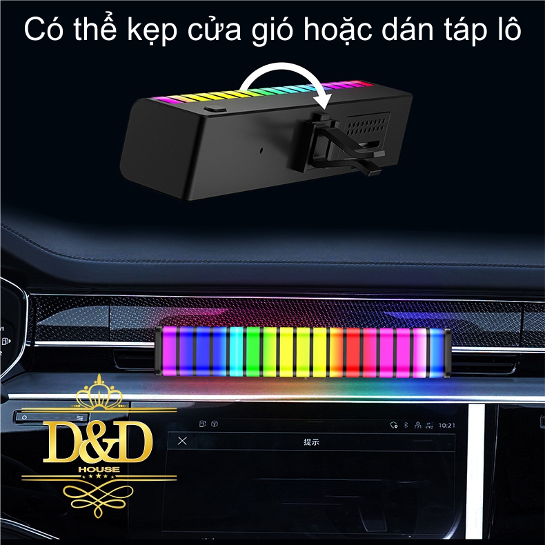 Thanh đèn Led RGB cảm ứng âm thanh đổi màu lắp trang trí khử mùi xe hơi, xe ô tô