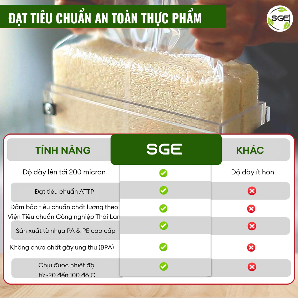 Túi Hút Chân Không Định Hình B1D-Rep Loại Đóng 5kg. Làm Từ Hạt Nhựa Nguyên Sinh Cao Cấp Tiêu Chuẩn Vệ Sinh ATTP, Không Chứa Chất Gây Ung Thư, Dùng Được Trong Lò Vi Sóng. Giá Bán Theo 1kg