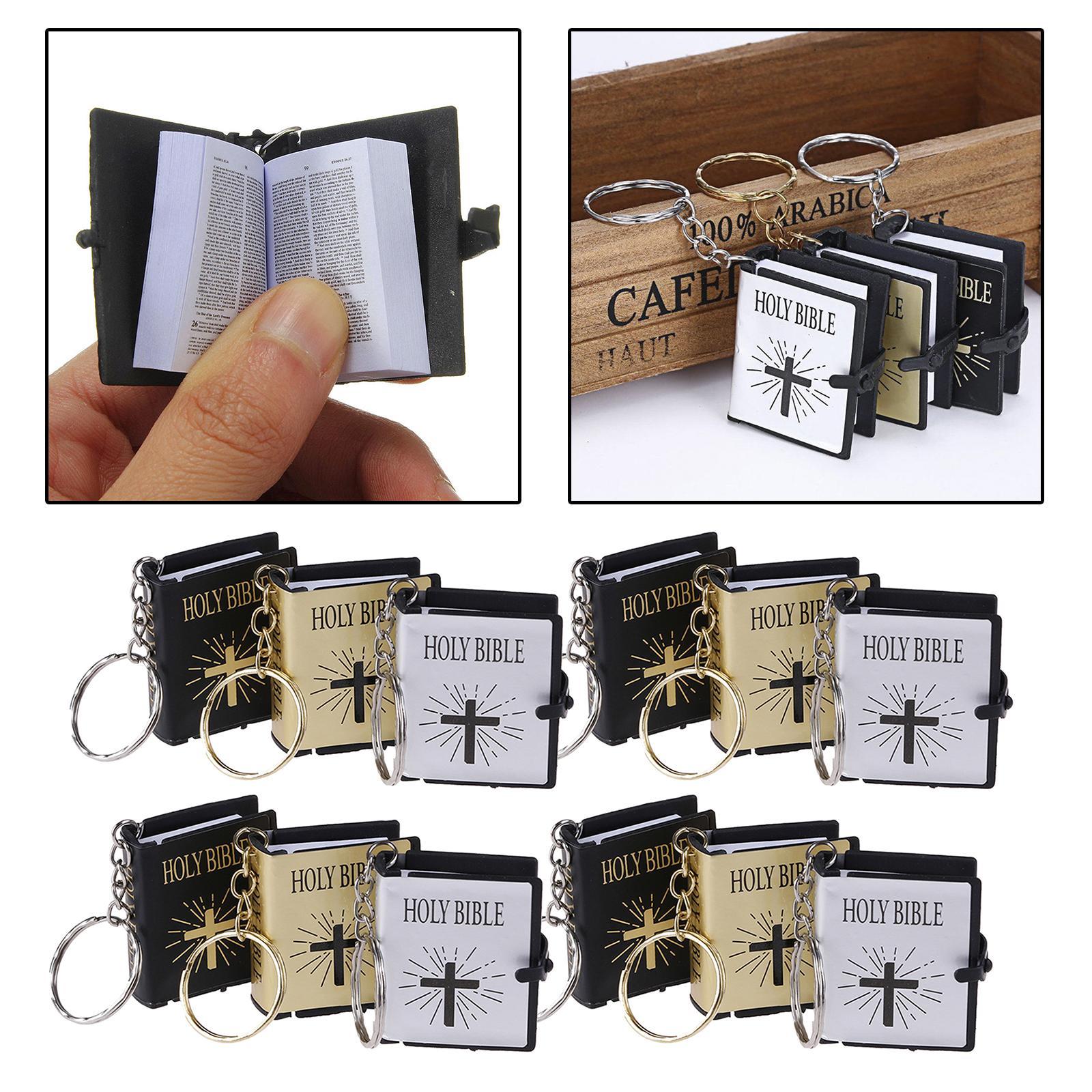 Cute Mini Book Keyring Religious Christian Bible Keychain Can Read