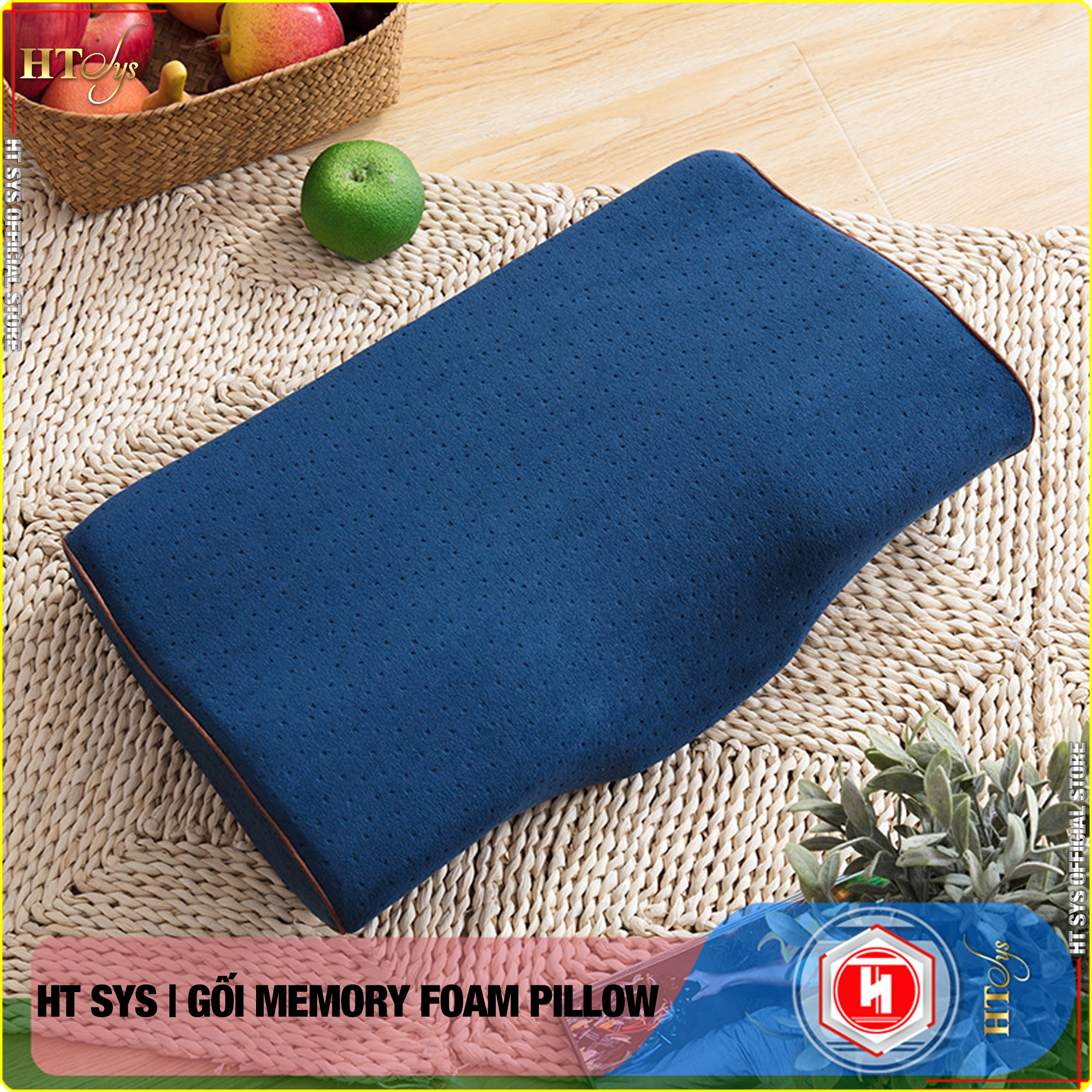 Gối cao su non Memory Foam Pillow công nghệ Nhật Bản -HT SYS- Giúp Ngủ Nhanh - Chống thoái hoá đốt sống cổ -