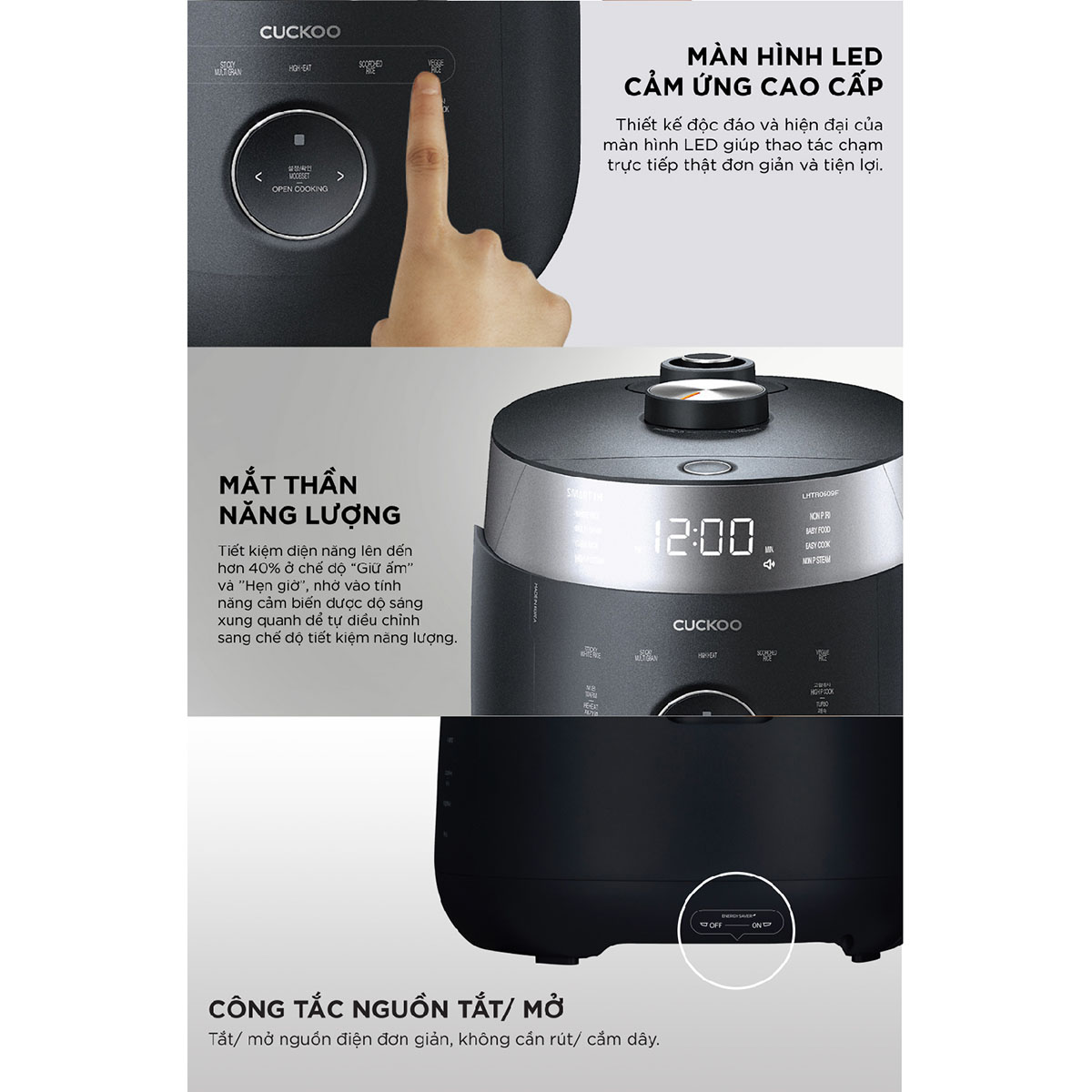 Nồi cơm áp suất cao tần Cuckoo 1.08 lít CRP-LHTR0609F - Hàng chính hãng