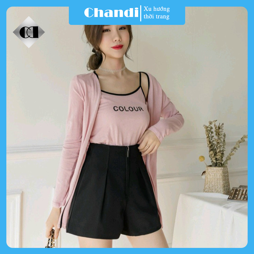 Chân Váy Short Nữ Dáng Chữ A Cạp Cao, Chất Liệu Vitex tuyết mưa Tôn Dáng Thương Hiệu Chandi CV11 - M