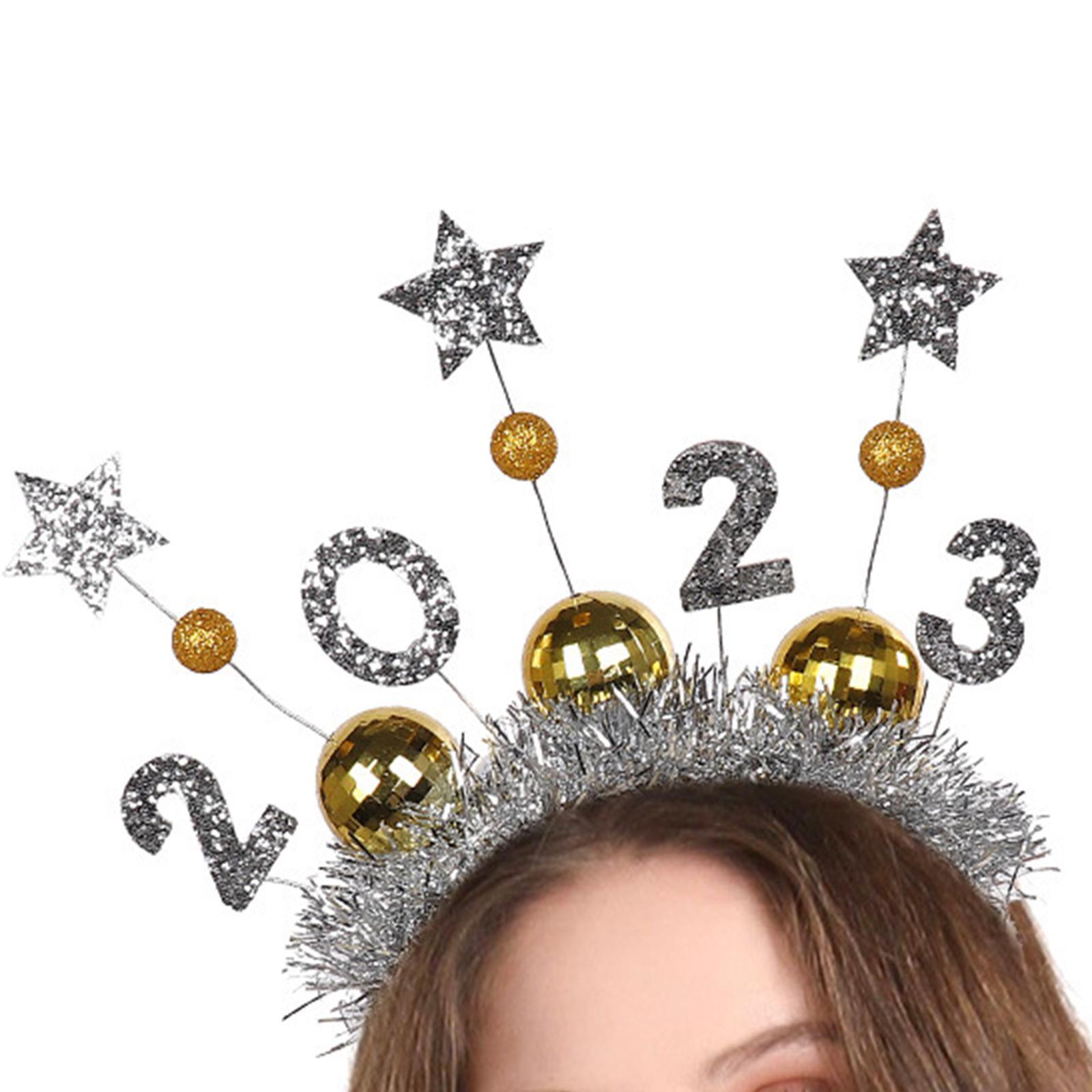 3 2023 New Year Headbands Tiara Headdress for Costume New Years Eve Cosplay