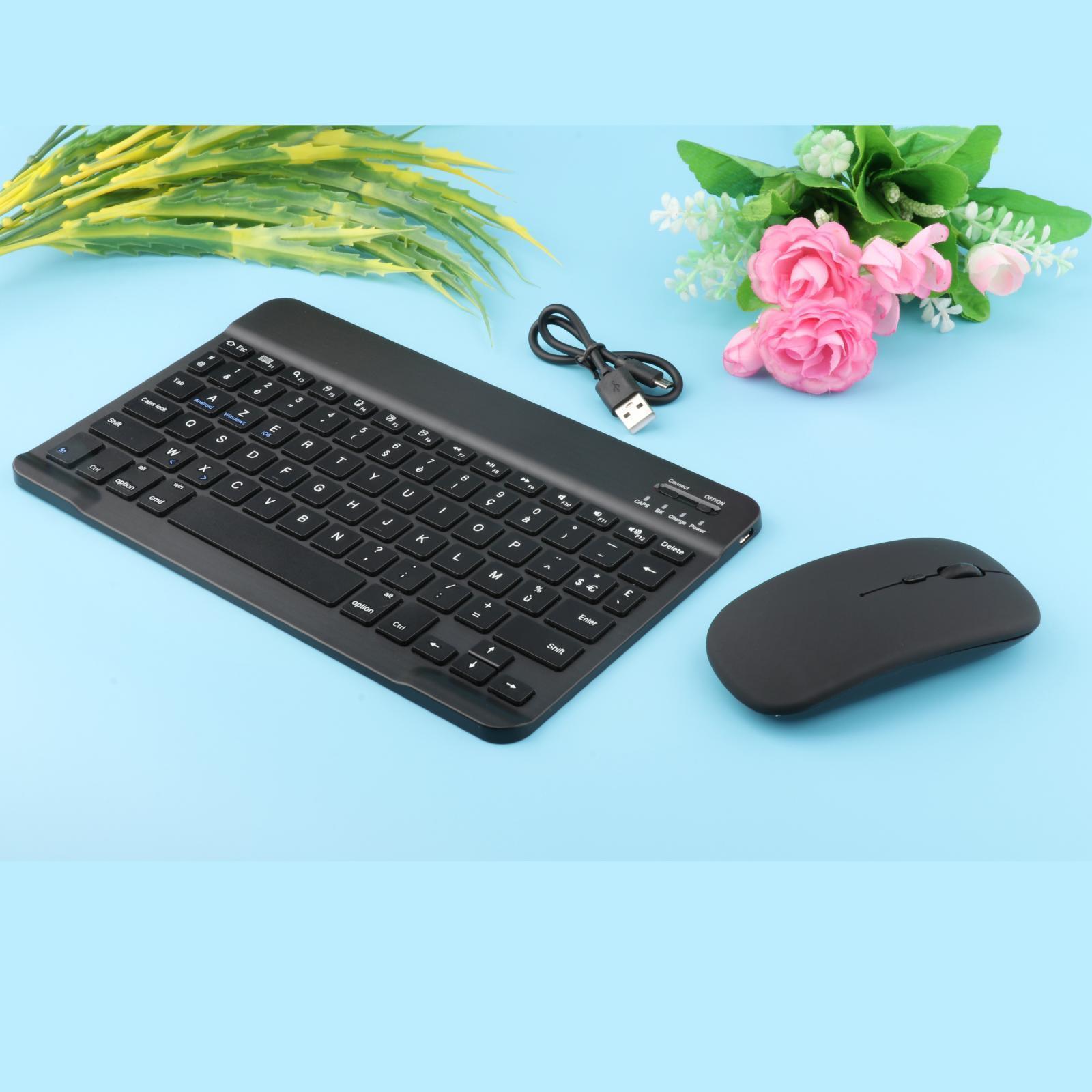 Portable Bluetooth Keyboard with Mouse 78 Keys French for Tablet Smartphone