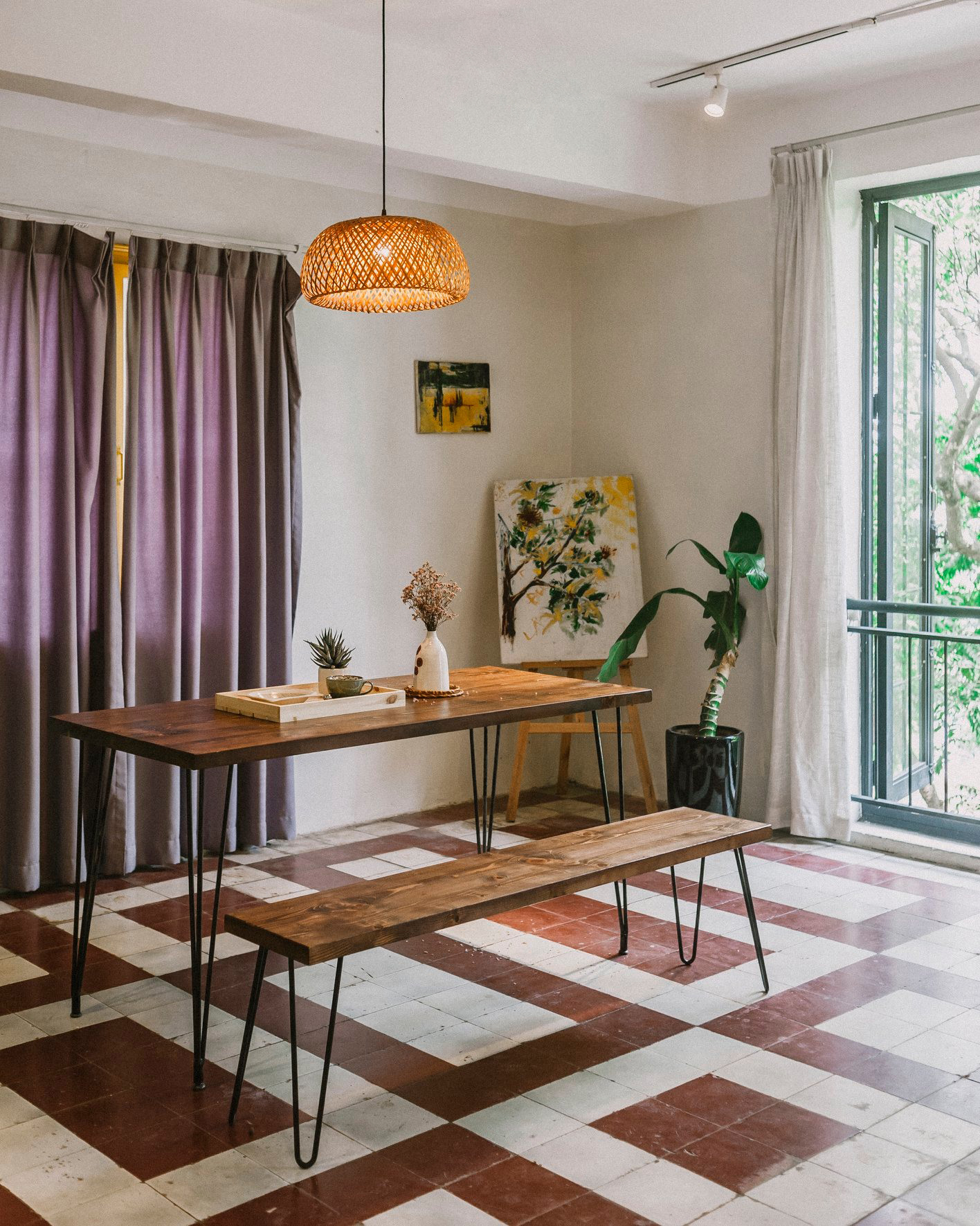 Bàn Làm Việc Chân Sắt Màu Phong Cách Cổ Điển Màu Rustic Nhiều Kích Thước