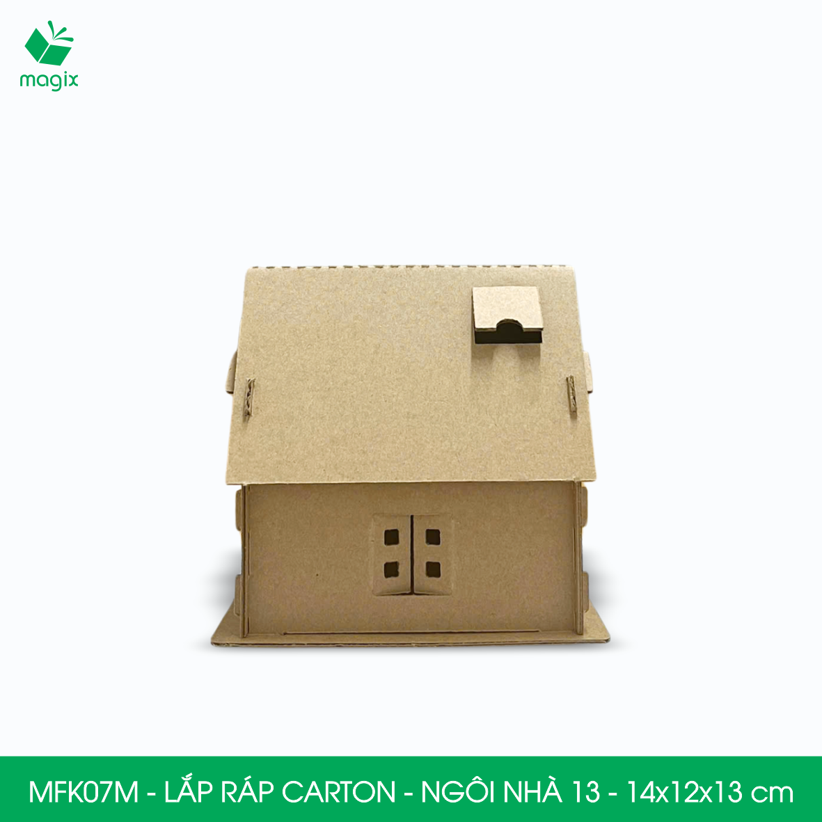 MFK07M -14x12x13 cm - Mô hình ngôi nhà lắp ráp từ bìa carton cao cấp, nhà giấy carton mini sáng tạo