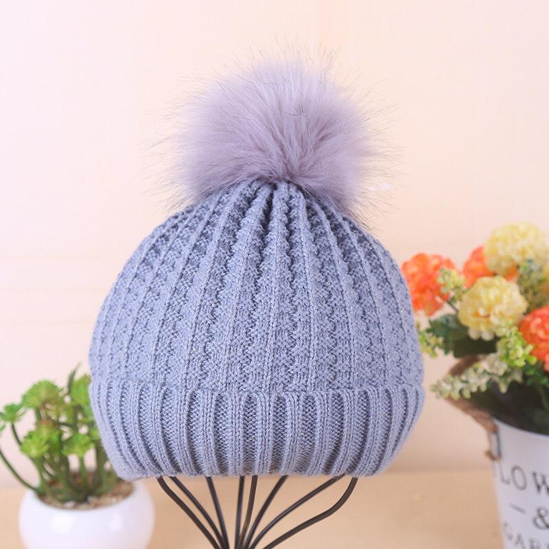 Mới Móc Pompom Bóng Cho Bé Gái Nón Mùa Thu Đông Nắp Ấm Dành Cho Bé Trai Bé Gái Dệt Kim Cho Bé Bộ Nón Trẻ Em Mũ Lưỡi Trai
