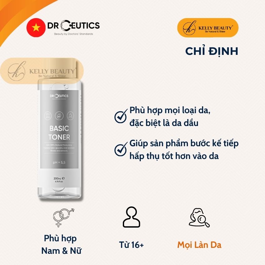 Basic Toner DrCeutics - Dung Dịch Cân Bằng Da, Cấp Ẩm Làm Dịu Làn Da | Kelly Beauty