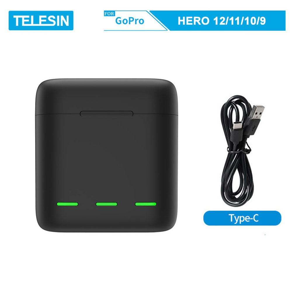 Sạc Telesin sạc 3 viên pin cùng lúc cho GoPro Hero 9, GoPro Hero 10, GoPro Hero 11, GoPro Hero 12 - (SG9-01)