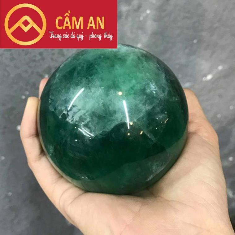 Quả Cầu Phong Thủy Đá Fluorite Tự Nhiên Đường Kính 10- 11cm - Tặng Kèm Đế Gỗ