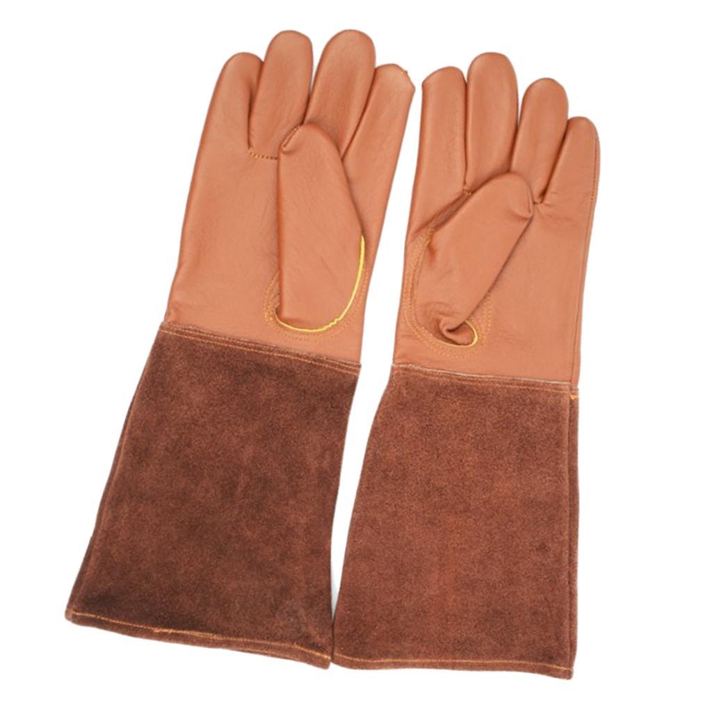 2 Pairs Leather Work Gloves Thorn  Cowhide Gardening Gloves for Men Women