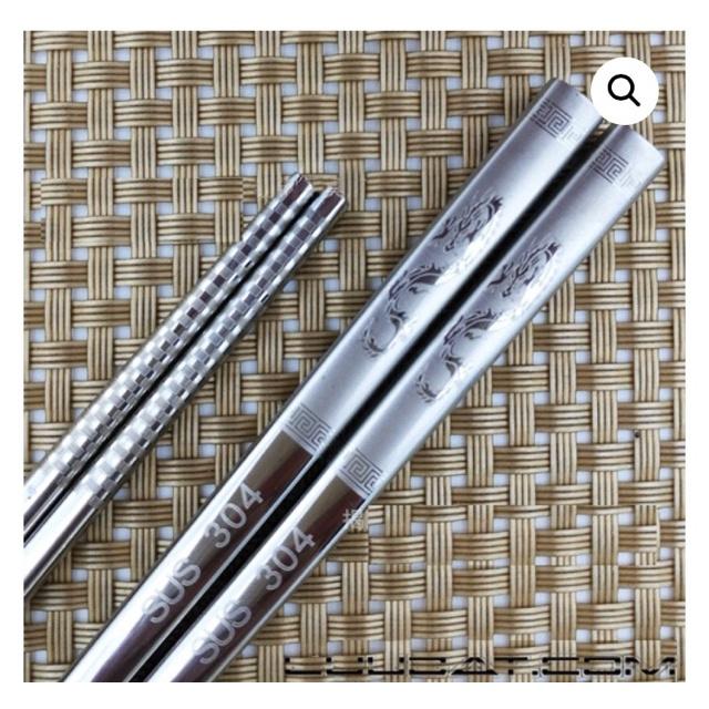 Set 5 đũa ăn Nhật Bản inox 304 mẫu hoa văn đặc ruột