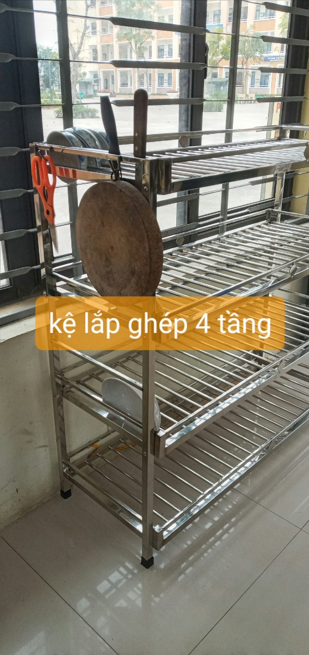 Kệ để đồ nhà bếp inox 4 tầng c 100 .d104 .s40 cm
