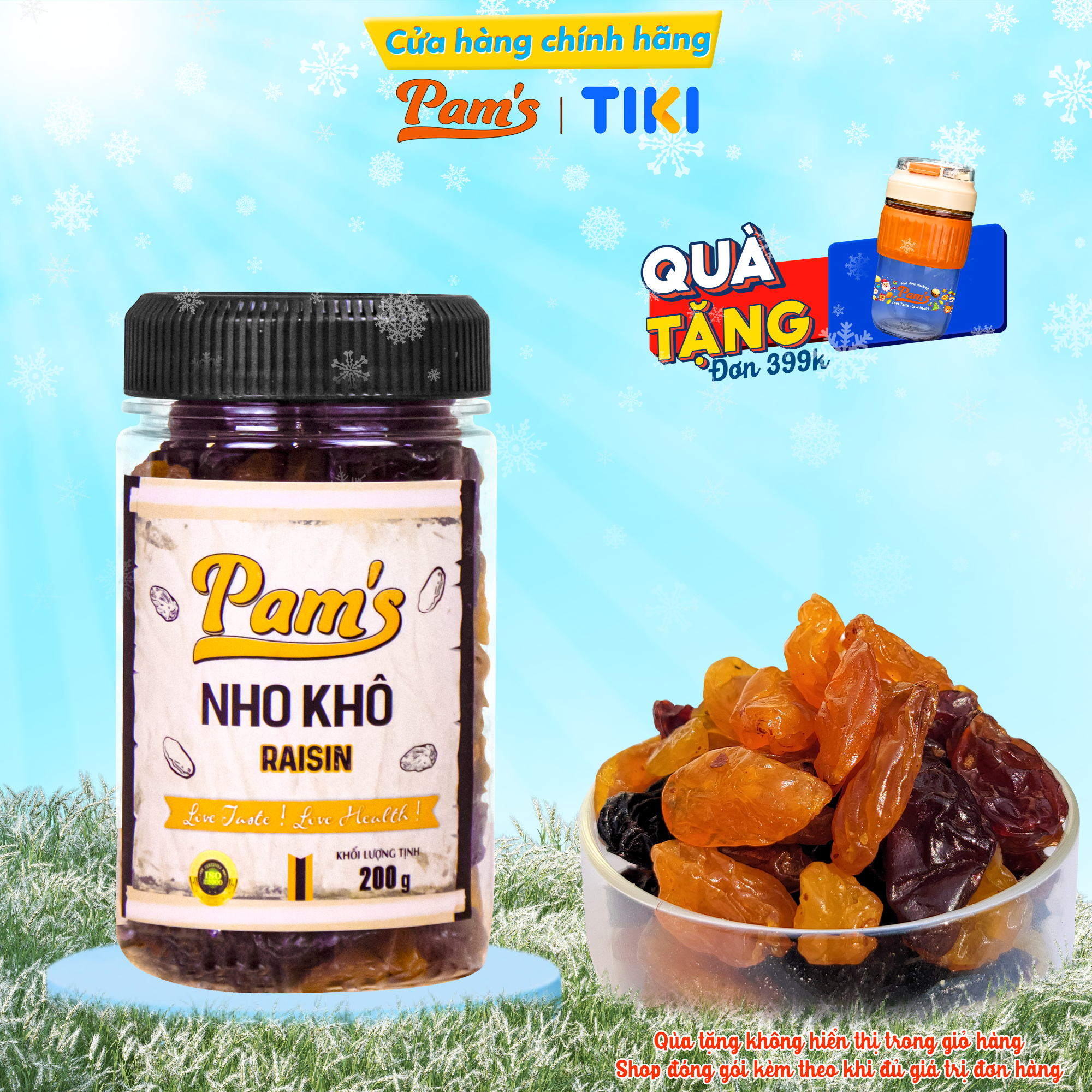 Nho Khô Sấy Mọng Không Đường Pams 200g/hũ - Hàng Nhập Khẩu Chile, Chua Ngọt Tự Nhiên