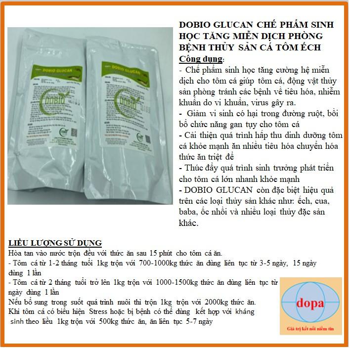 DOBIO GLUCAN DOPA GÓI 500G Chế phẩm sinh học tăng cường sức đề kháng phòng bệnh cá, tôm, thủy sản DOPA.COM.VN