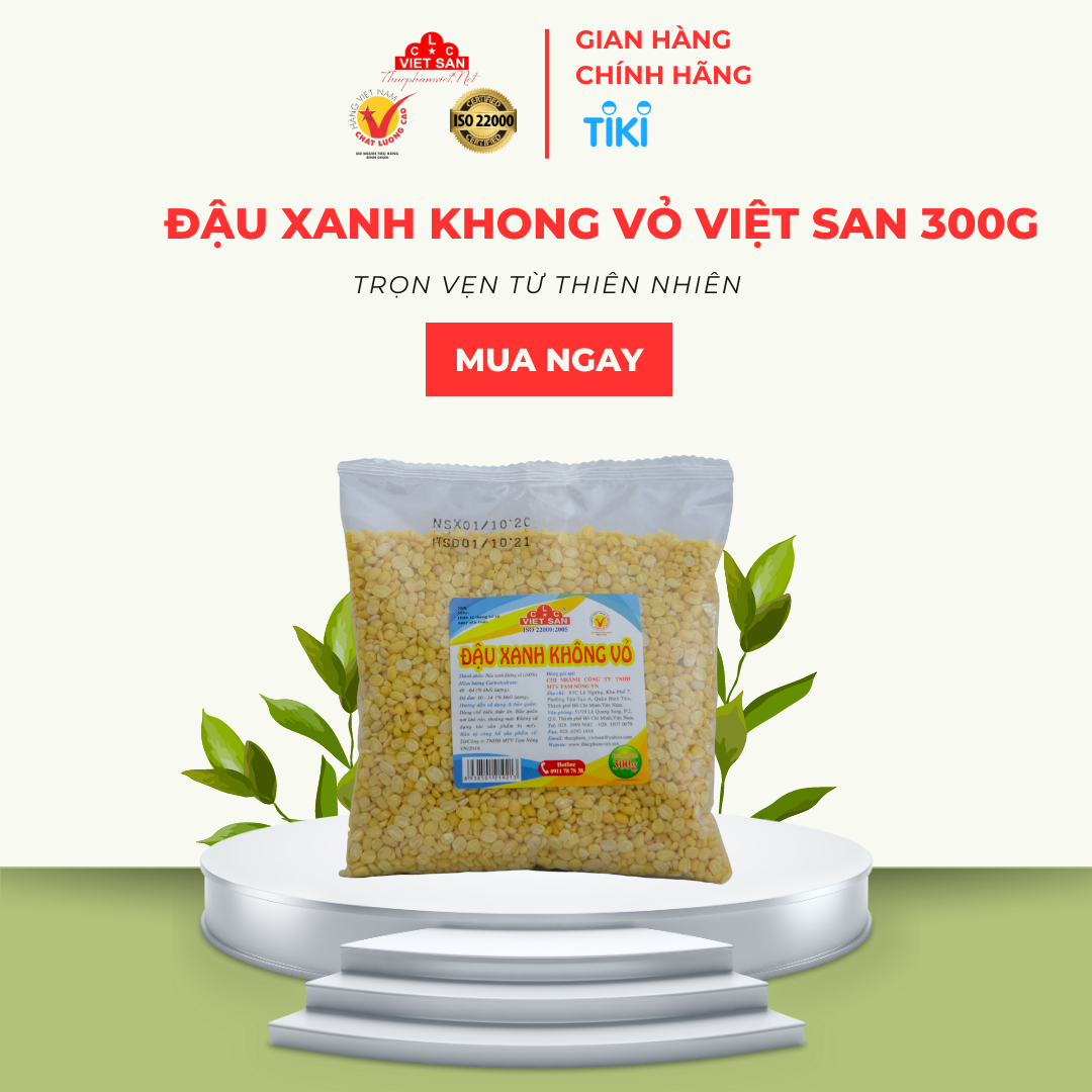 Đậu Xanh Không Vỏ Loại 1 Việt San 300g